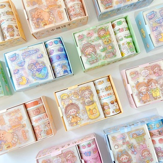 8 Pçs/Conjunto Adesivos Decorativos De Desenhos Animados Washi Para Estudantes