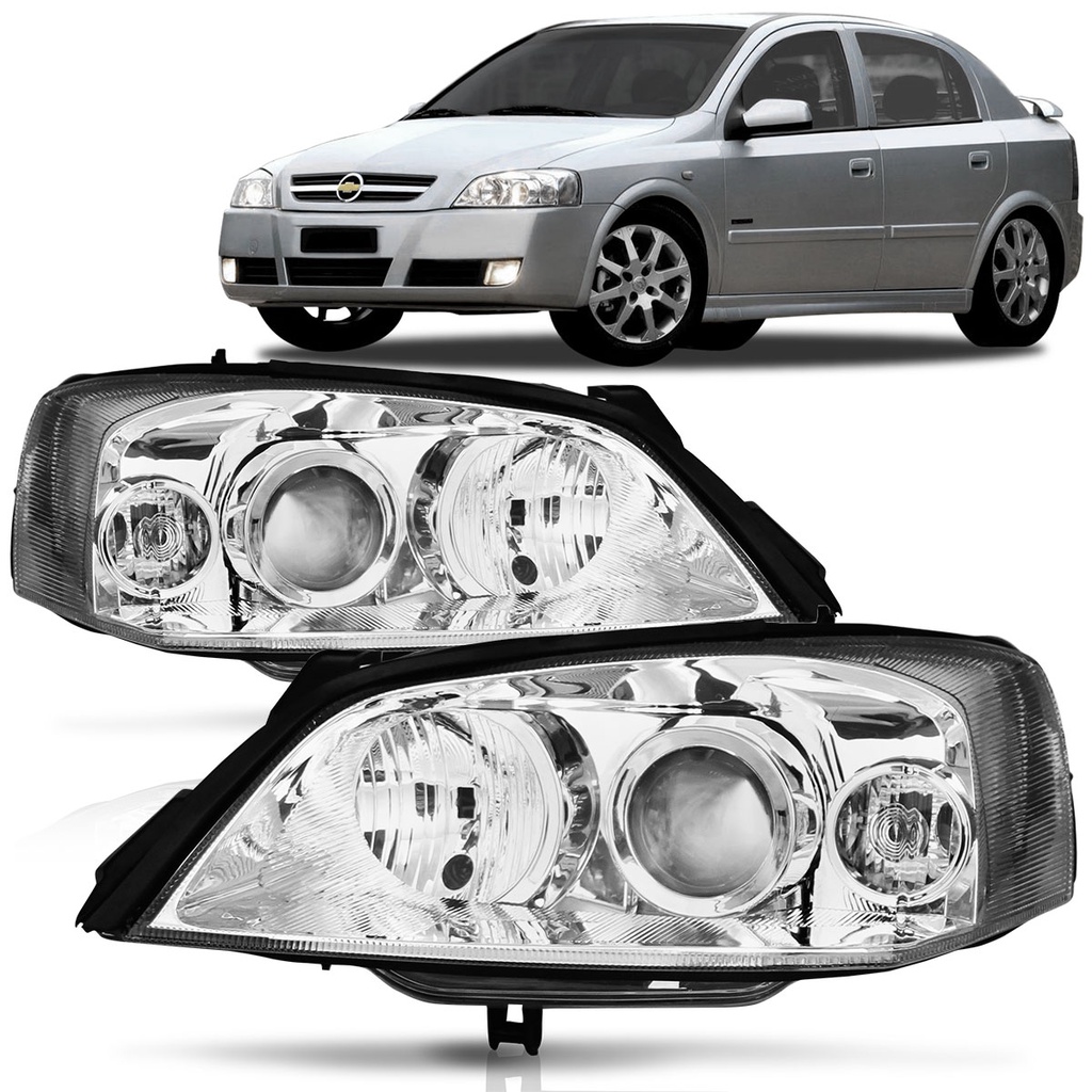 Farol Astra 2003 2004 2005 2006 2007 2008 2009 2010 2011 Foco Duplo Cromado - Spare Parts and Accessories for Vehicles