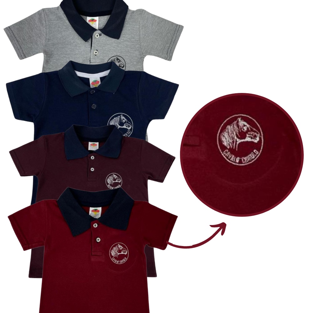 Camiseta Polo Infantil Sentinela Várias Cores 100% Algodão Veste Super Bem