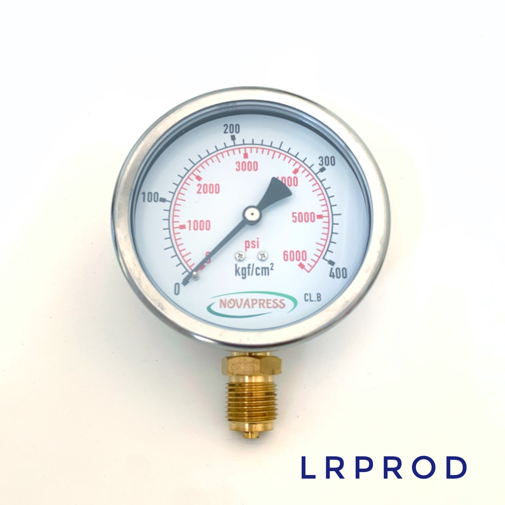 MANÔMETRO - Escala 0-400 KGF/CM2 x 6000 PSI Com Glicerina
