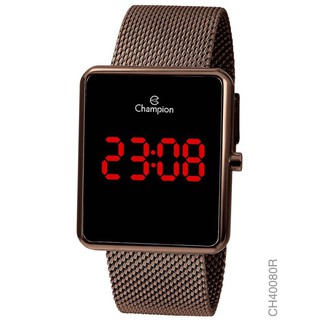 Relógio Digital Feminino Champion Chocolate Led CH40080R