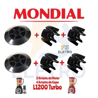 Kit 2 Arraste do Motor + 4 Arraste do Copo Liquidificador Mondial L1200 Turbo Inox