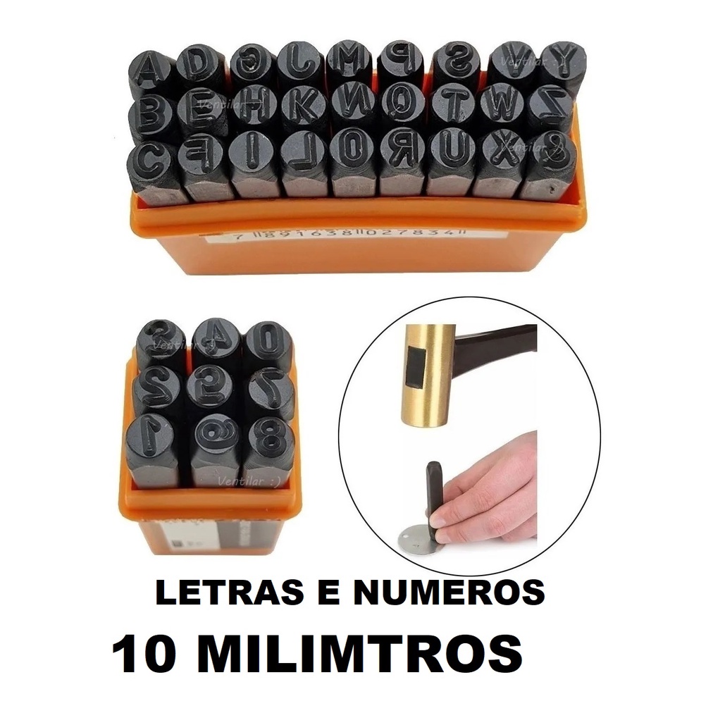 PUNÇÃO MARCADOR 10 MM JOGO KIT 36 PEÇAS AÇO ESPECIAL TEMPERADO LETRAS E NUMEROS STARFER PROFISSIONAL ORIGINAL