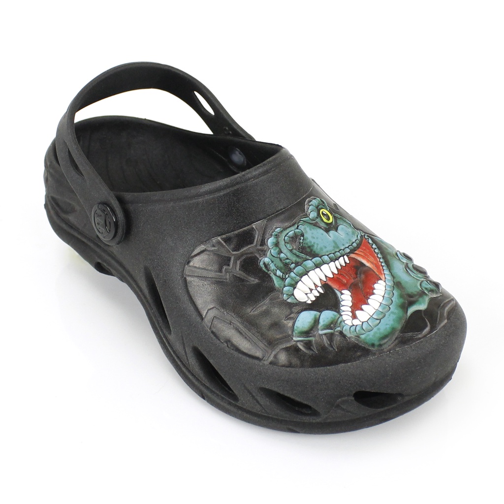 Sandália Babuche Chinelo Infantil Plugt Menino Dinossauro Preto E Verde - Baby & Kids Fashion