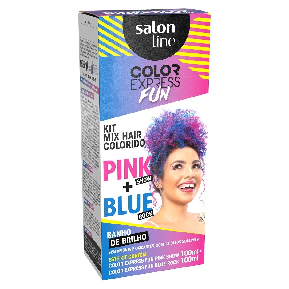 Kit Tonalizante Color Express Fun Mix Hair Pink Show + Blue Rock ...