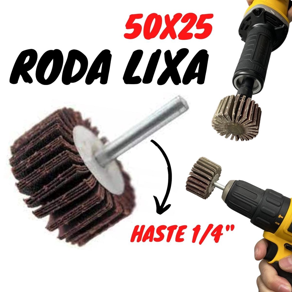 Roda Lixa com Haste 1/4" (50x25) Grão 36 até Grão 600