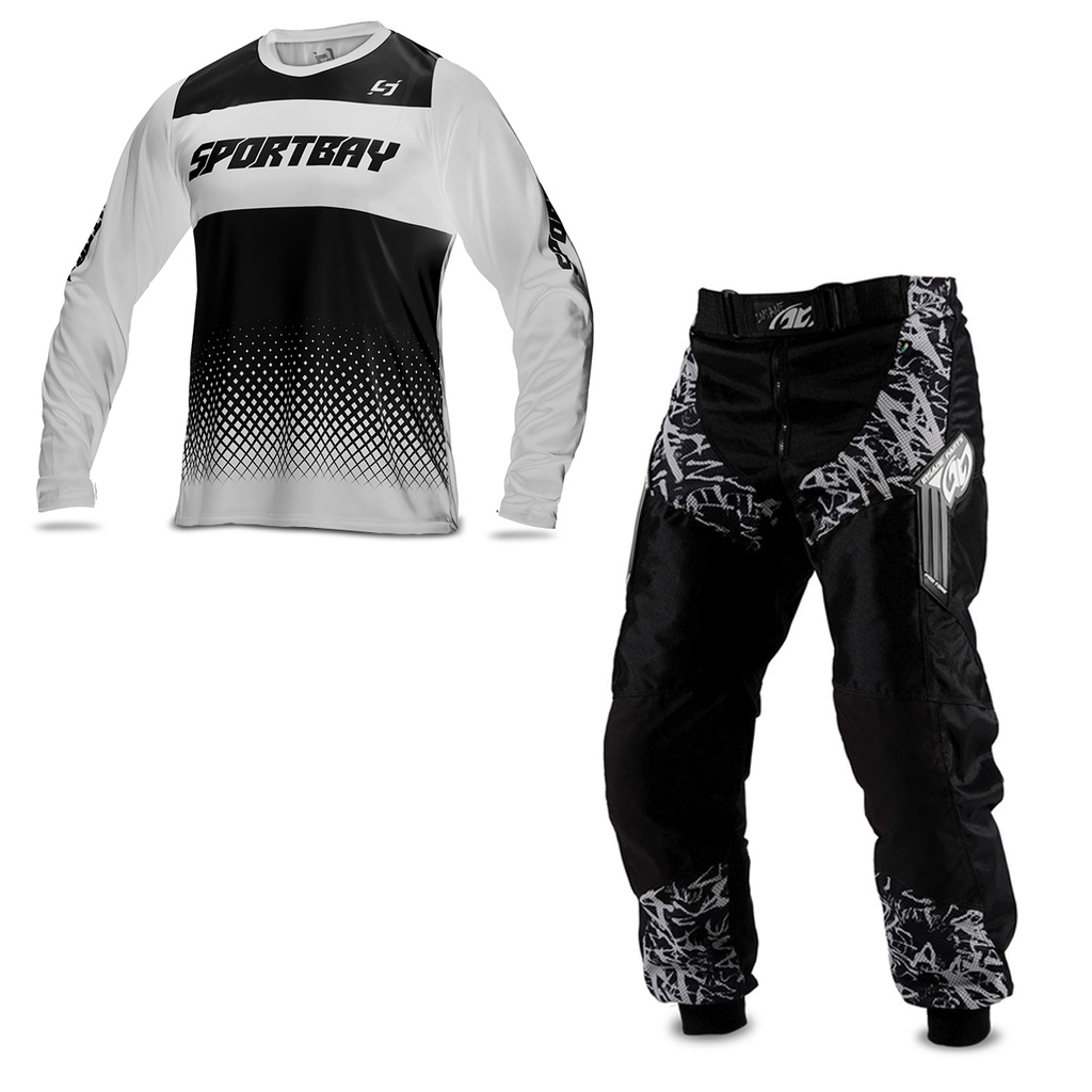 Kit Para Trilha Motocross Calça Insane In Black Camisa Sportbay Oficial 01 Branco - Preto em Oferta na Shopee