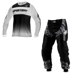 Kit Para Trilha Motocross Calça Insane In Black Camisa Sportbay Oficial 01 Branco - Preto