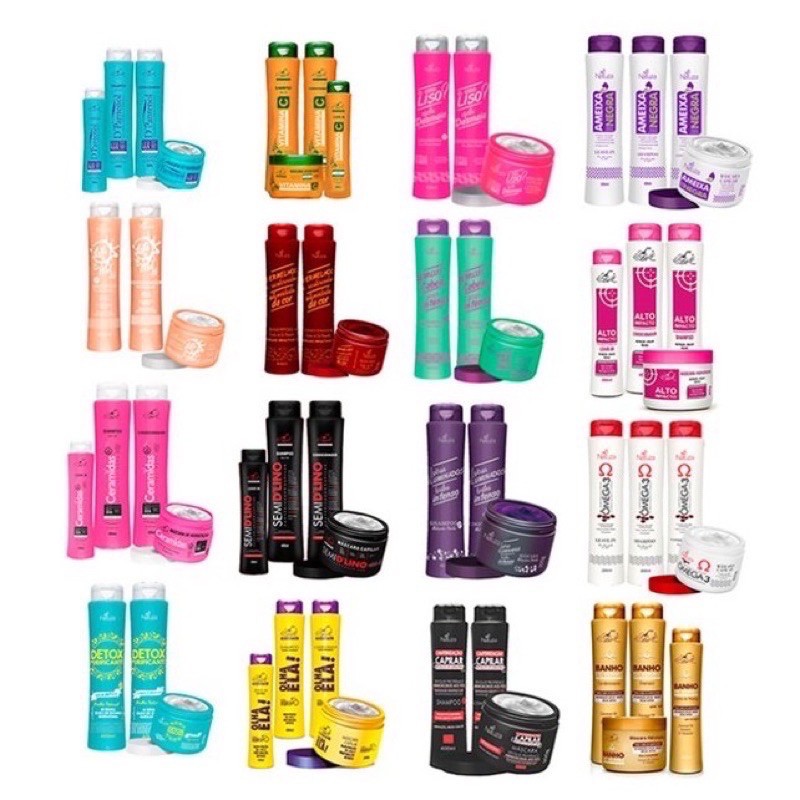 Combo 30 Produtos Shampoo + Condicionador + Mascara - 10 Kits - KBELLO/BELKIT/NATUZA/BELLCORPUS/MAHAIR