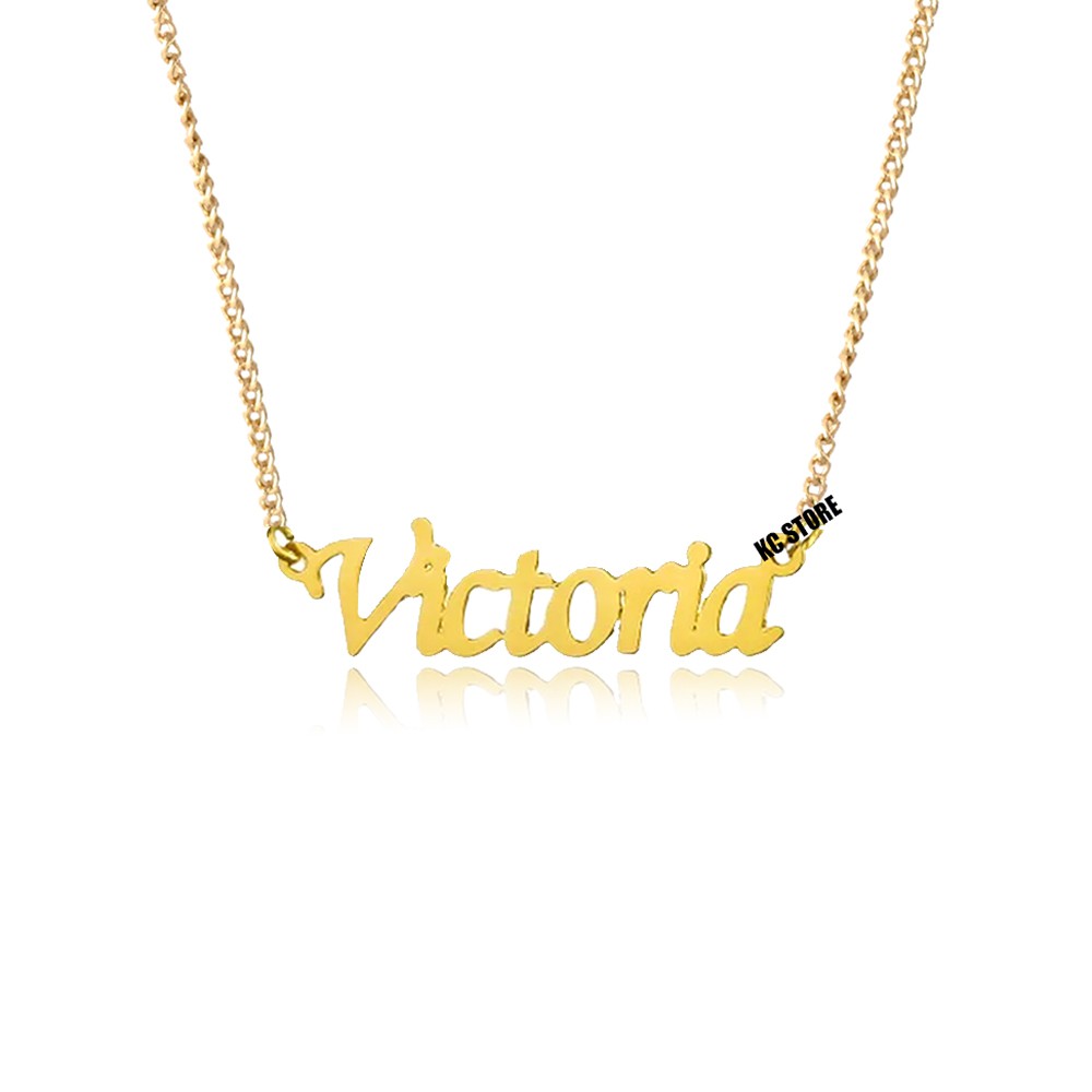 Colar com Nome Personalizado victoria corrente feminino adulto folheado a ouro estilo para presente em Oferta na Shopee