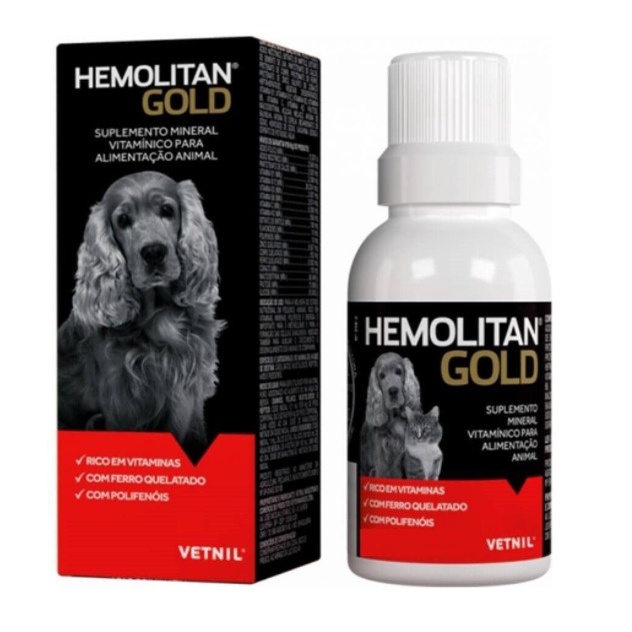Suplemento Hemolitan Gold Para Cães Gatos Gotas Vetnil 60ml em Oferta na Shopee