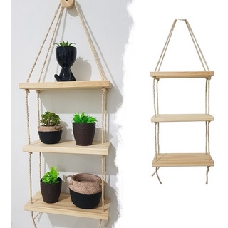 Estante Decorativa Prateleiras suspensa Organizadora Suporte Madeira para Vasos Plantas Quarto Cozinha Area Prateleira Madeira Tabua Pinus