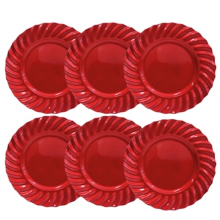 Kit 06 Sousplat Redondo Waves Vermelho em Polipropileno 33 cm Mesa Posta Chique em Oferta na Shopee