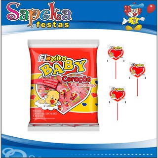 Pirulito Flopito Coração Baby Vermelho Morango c/50 - Florestal em Oferta na Shopee
