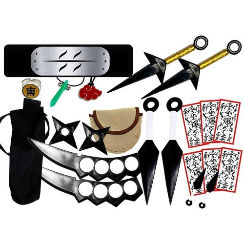 Kit Kunai Naruto Anel Shuriken Bandana Cosplay Kisame