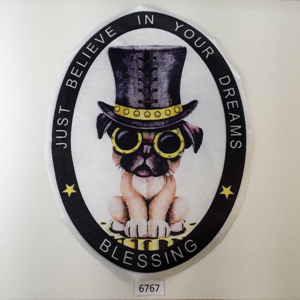Patch Adesivo Pug de Cartola Termocolante unid 24x18cm 	6767 001 99Q1