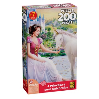Puzzle 200 Peças A Princesa E Seus Unicórnios 04243 - Grow em Oferta na Shopee