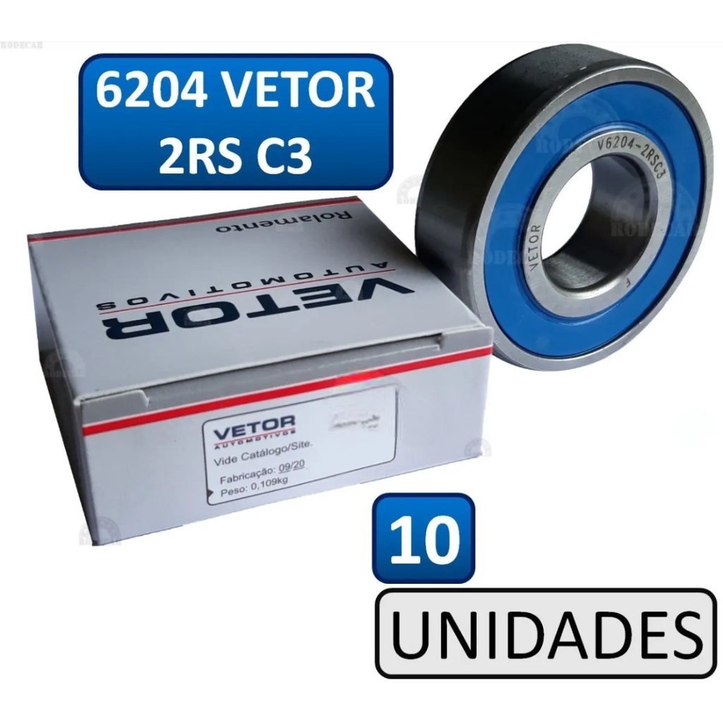 Rolamento de Esfera 6204 2RS - 20mm x 47mm x 14mm - Mercado Pallet