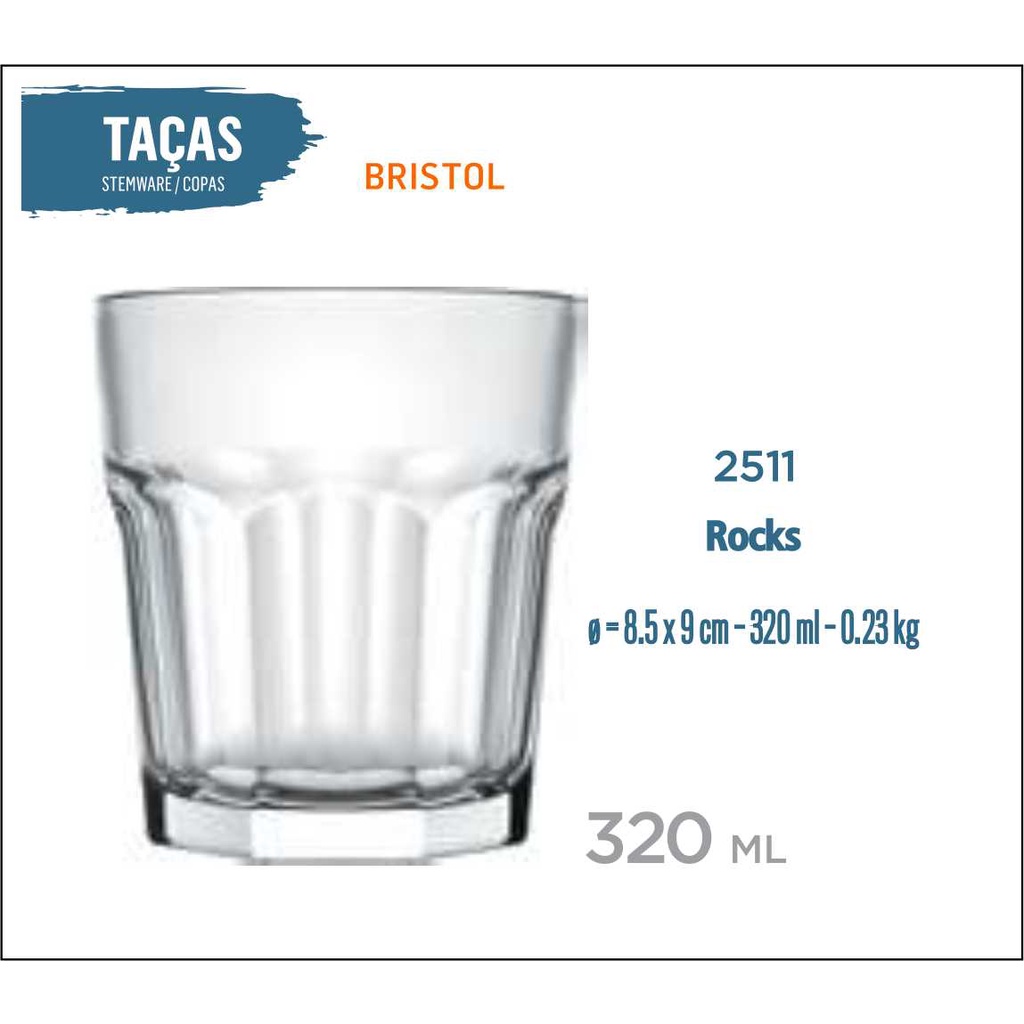 Copo Bristol 320ml - Whisky Vodka Cachaça