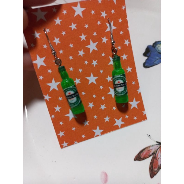 Brinco bebidas Heineken miniatura brinco bonito divertido brinco de Resina brinco antártica brinco Bebida campari brinco bebida bramah