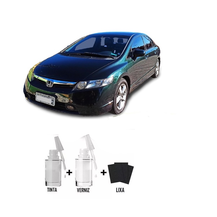Tinta Tira Risco Automotivo Vermont Green Pearl - G97P Honda + Verniz 15ml em Oferta na Shopee