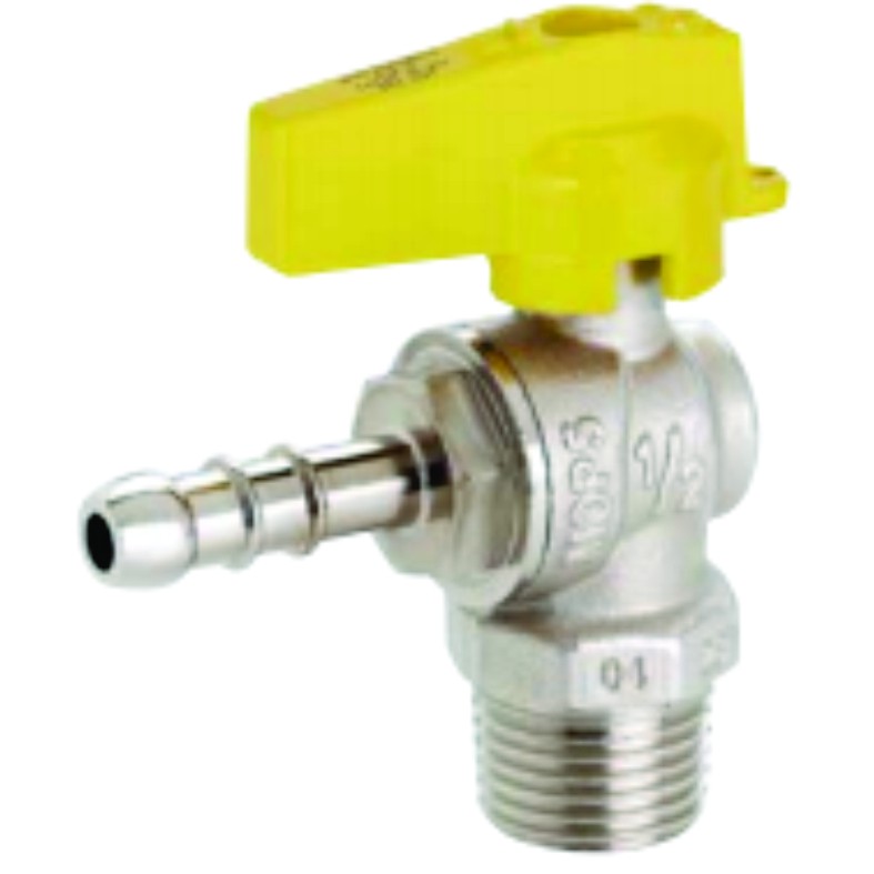 válvula de esfera angular para mangueira glp  1/2" m x 3/8" bm
