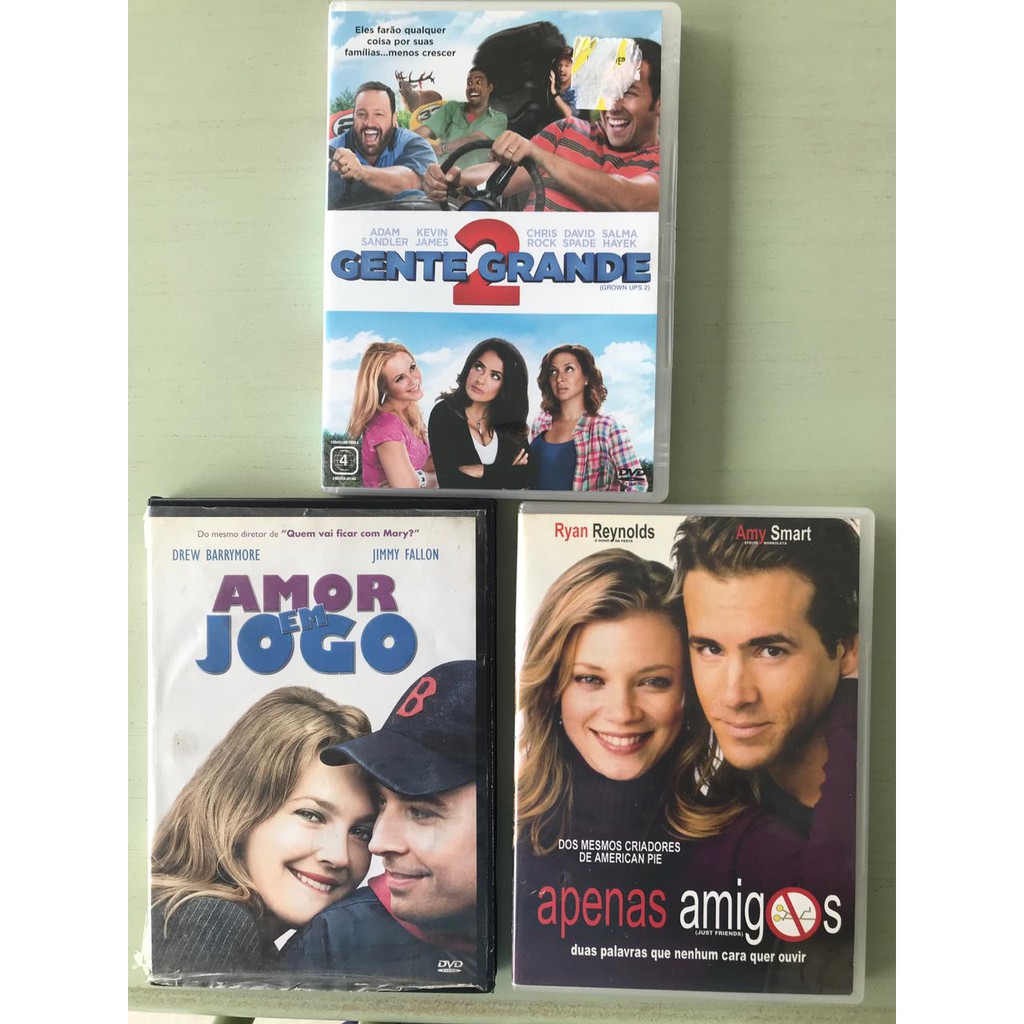 dvd comédias gente grande 2, apenas amigos e amor em jogo