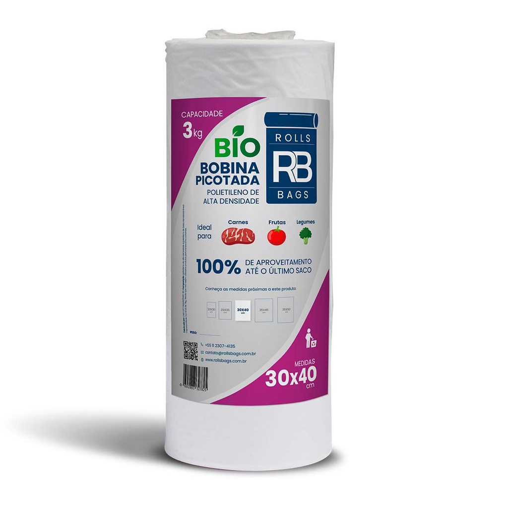 1 Bobina Picotada Fundo Reto 30x40 3kg Com 500 Sacos em Oferta na Shopee