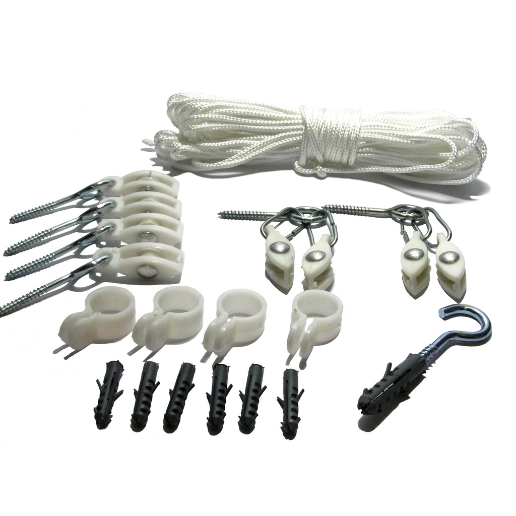 Jogo de Peças de Reposição De Varal De Teto e Corda em Polipropileno Não Desfia 15 Metros Completo c/NF em Oferta na Shopee