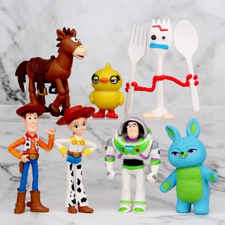 Jessie Disney 7 Pcs Forky 4 Toy Story Action Figure Brinquedos Buzz Lightyear Urso Garfo Modelo Estatueta Boneca Presentes Dos Miúdos