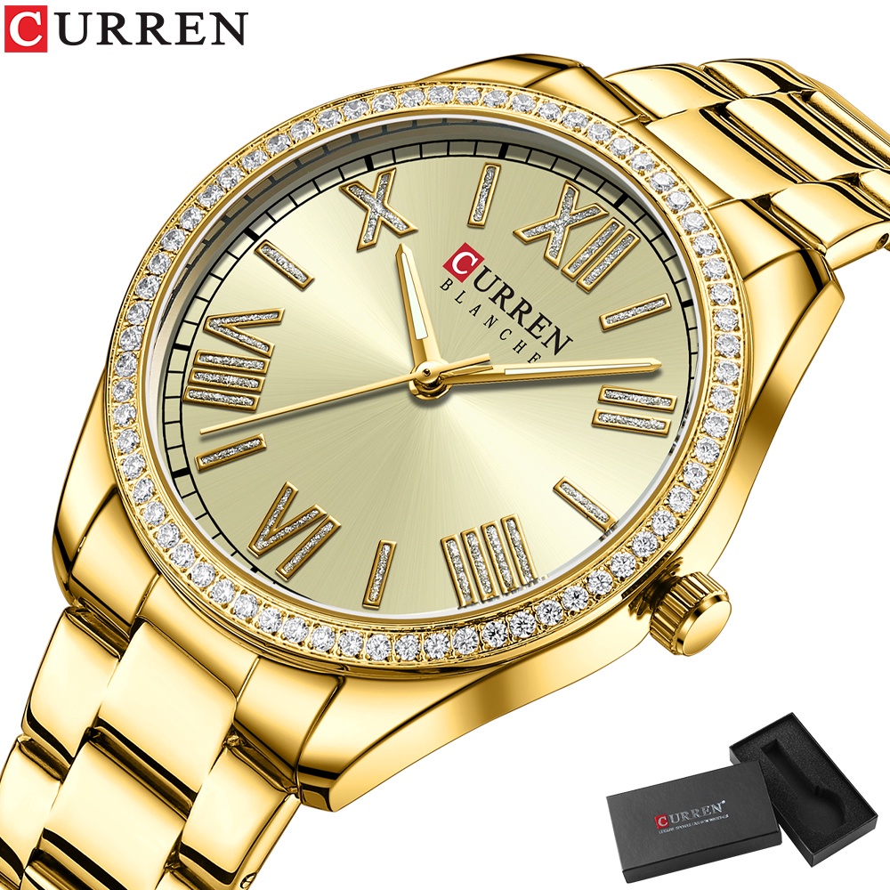 CURREN Relógio Das Mulheres Marca Original Moda Mãos Luminosas De Aço Inoxidável Lazer De Negócios De Luxo Sports Quartz Impermeável Com Caixa 9088