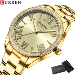 CURREN Relógio Das Mulheres Marca Original Moda Mãos Luminosas De Aço Inoxidável Lazer De Negócios De Luxo Sports Quartz Impermeável Com Caixa 9088