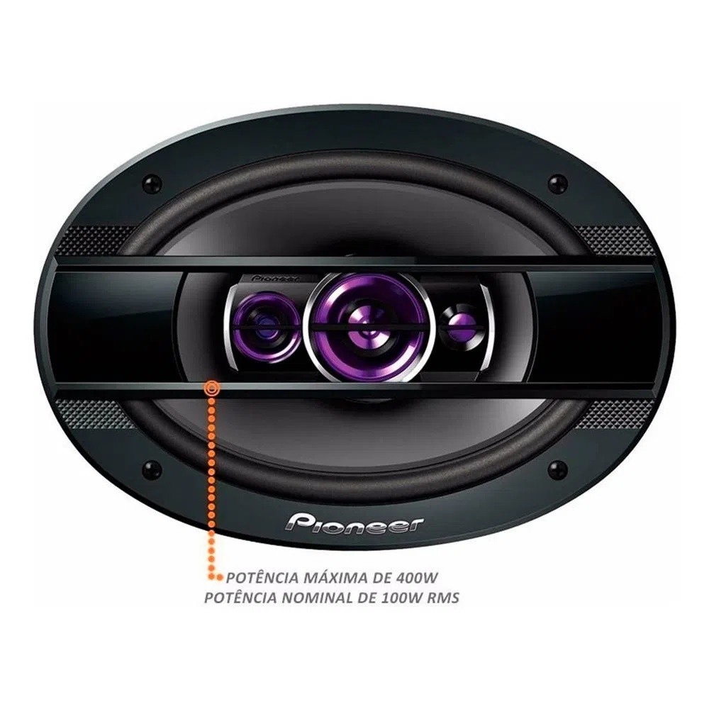 Par de Alto Falantes Pioneer 6x9 100RMS 4 Ohms Quadriaxial TS-6960BR