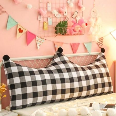 Almofada Para Cama Cabeceira Box Solteirão Viúva Cheia Pallets Encosto Decoração Xadrez Preto Branco