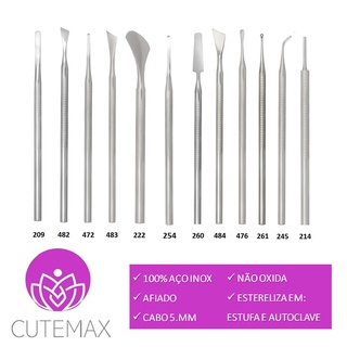 Kit Podologia Profissional C/ 12 Instrumentos Podóloga Aço Inox a