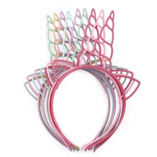 Hs 12 Pçs Faixa De Cabelo / Tiara De Plástico De Princesa Unicórnio / Unicórnio Para Menin...