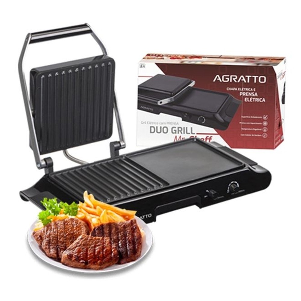 Grill Elétrico Duo Grill MR CHEFF PRENSA GDG-01 PR 1250W 127V AGRATTO																				 (Ref. 9395)