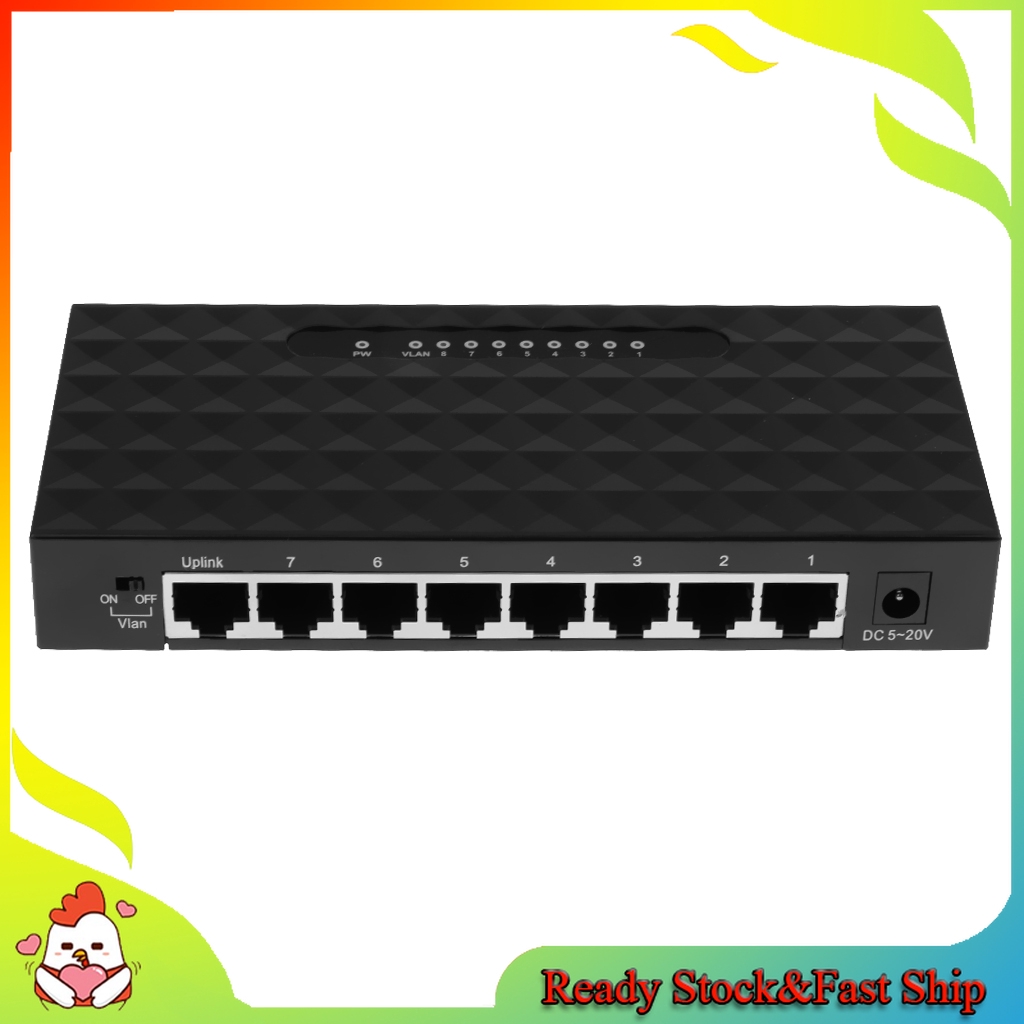 Porta 8 rj45 10 / 100 / 1000 gigabit switch de rede automdi