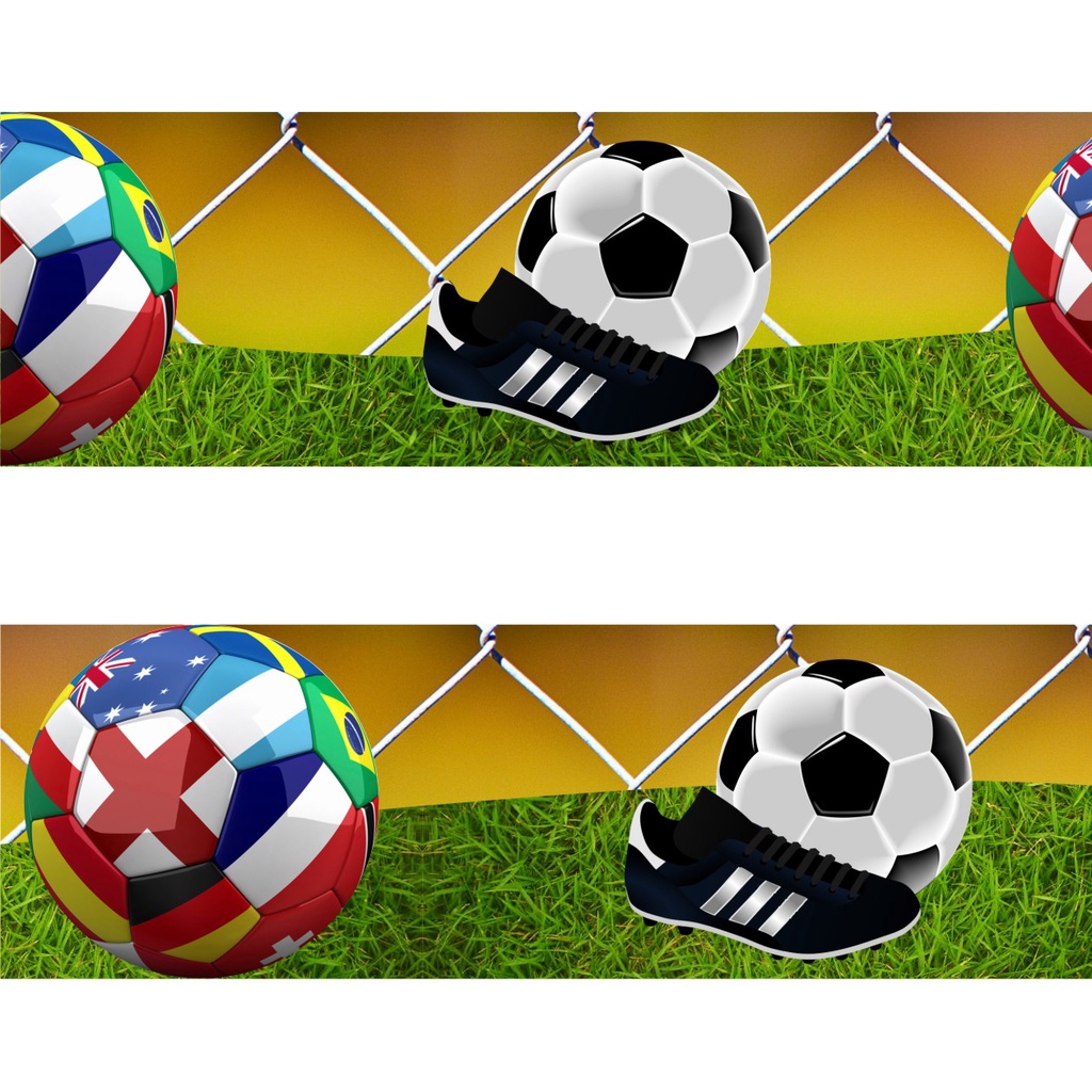Adesivo Faixa Border Infantil Jogo Futebol Jogador Bola Campo Gramado kit com 5 unidades M29