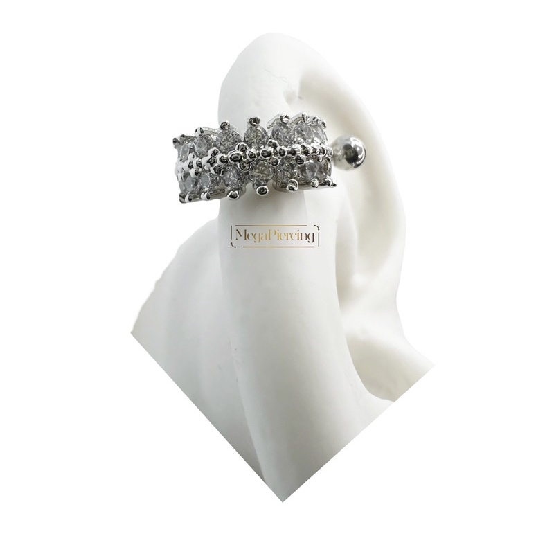 Piercing Helix Aço Argola Pedra Dupla Zirconia Prateado Dourado — imagem 2 de 2