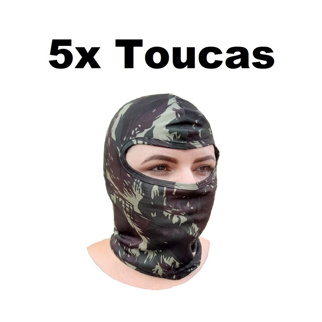 Kit 5 Touca Balaclava Ninja Mascara Camuflada / Airsoft Paintball / Verde / Moto Motoboy Motqueiro em Oferta na Shopee