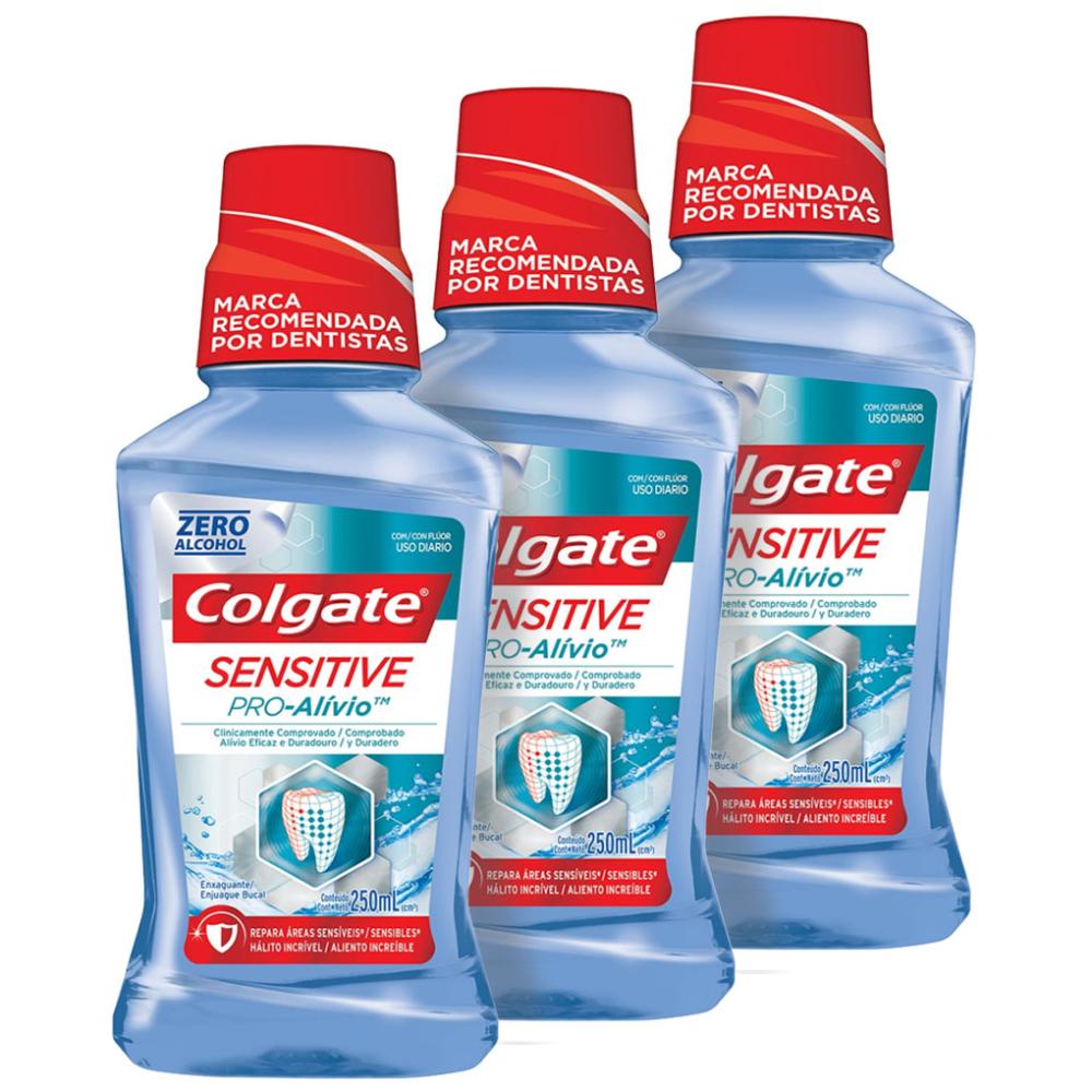 Kit C/ 3 Enxaguante Bucal Colgate Sensitive Pro-Alívio 250ml