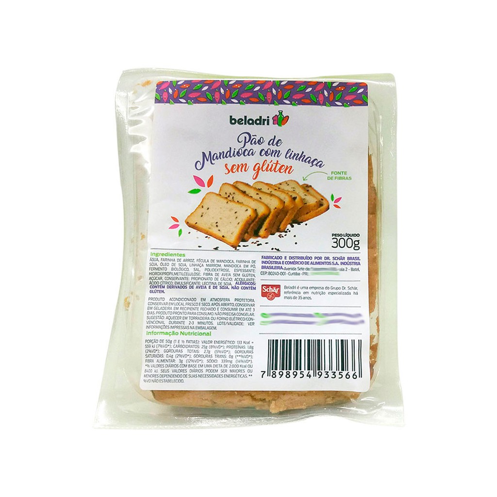 Pão De Forma De Mandioca Vegano Sem Glúten Beladri 300g