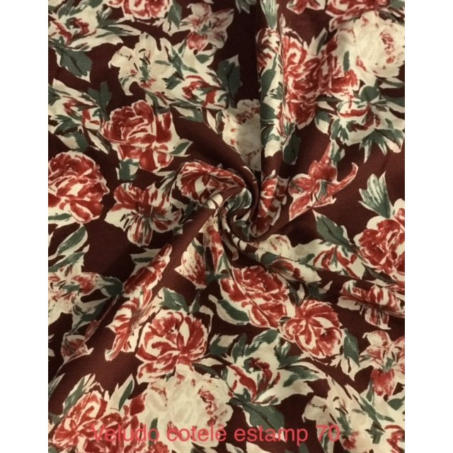 Tecido Veludo Cotelê Estampado 1,00 X 1,50 Larg. Vestidos Calças Casacos Blusas De Inverno
