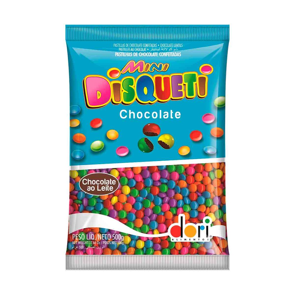 Mini Disqueti Chocolate Colorido Confeitado Dori 500g 1und