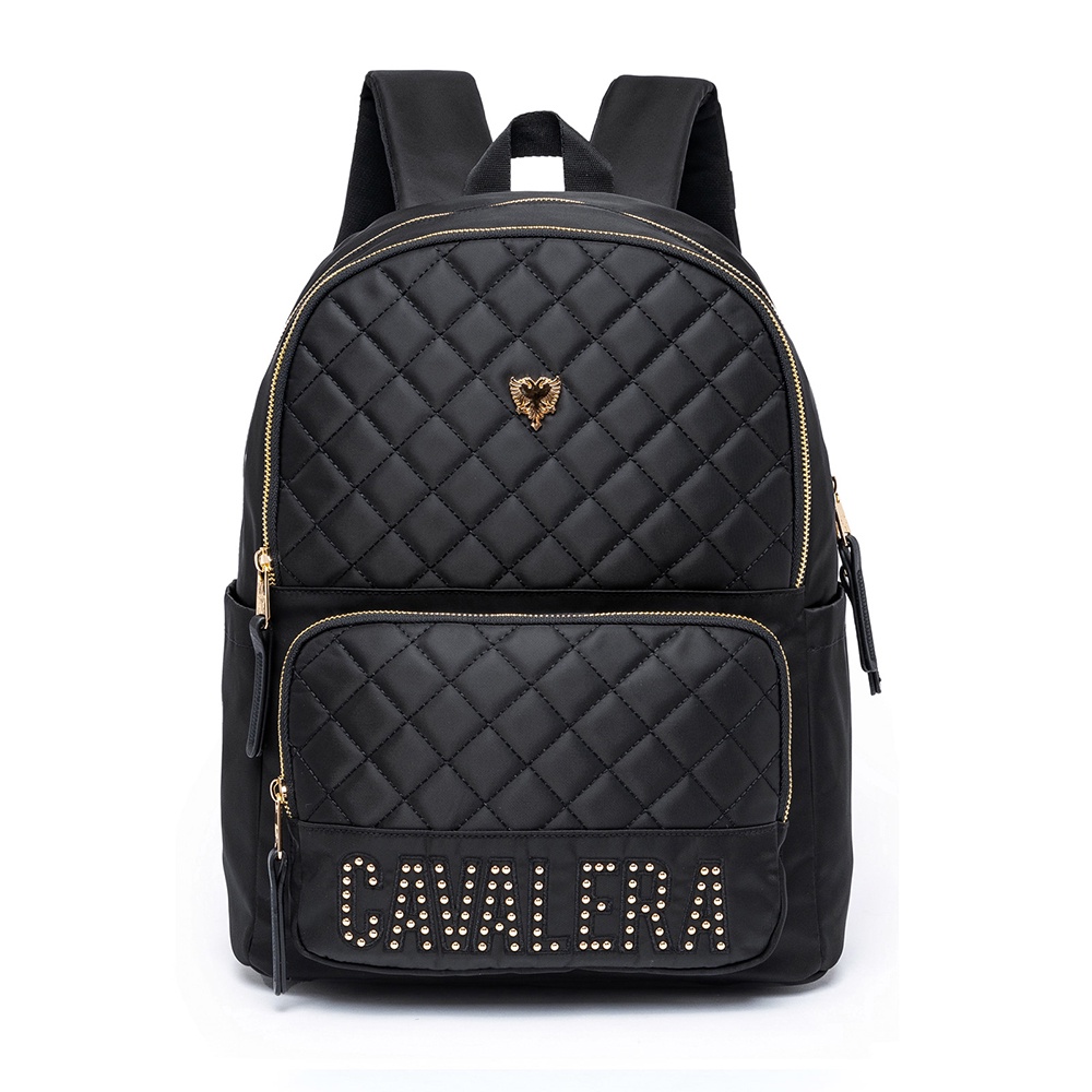 Mochila Cavalera Logo Casual Preta Reforçada Matelassê em Oferta na Shopee