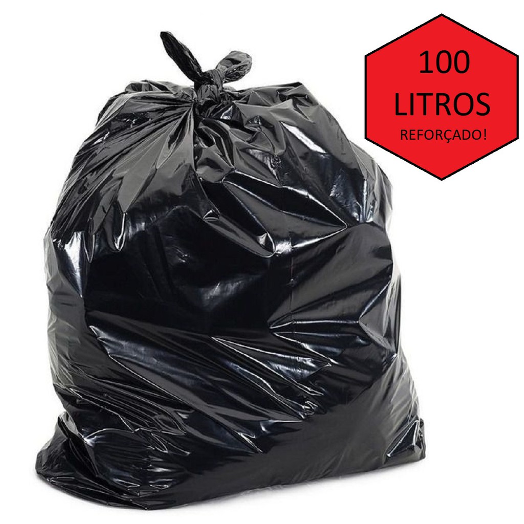 Saco de lixo 100 Litros pacote com 50 unidades parede dupla 100l em Oferta na Shopee