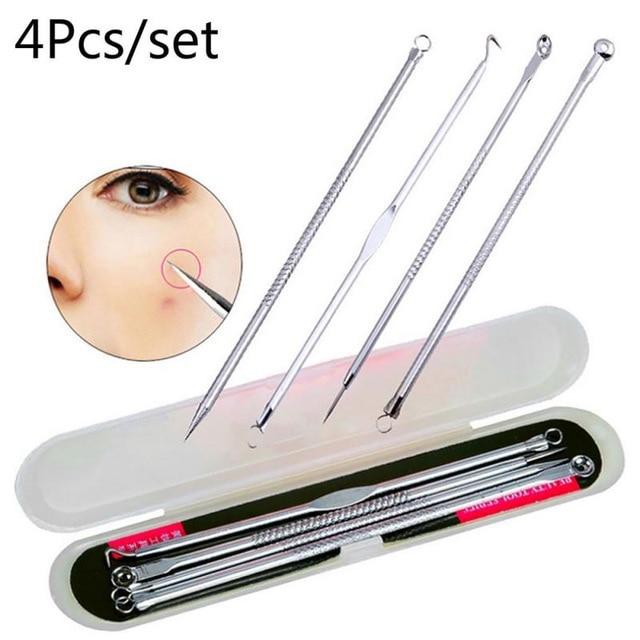 Kit Removedor de Cravos Com 4 Peças Aço Inoxidável Extrator Cravos Espinhas Acne Cuidado Facial  + Estojo em Oferta na Shopee