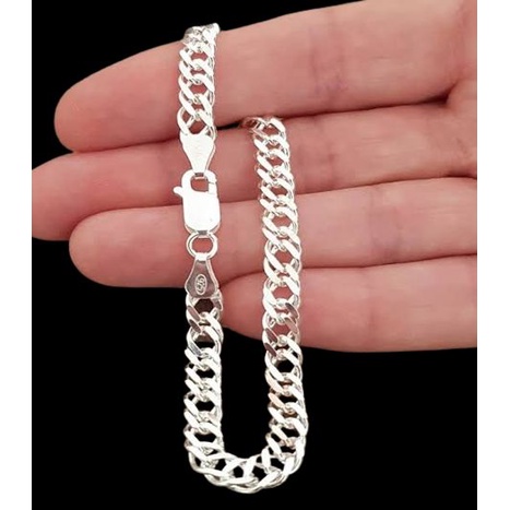 Pulseira Elo Duplo 4mm Banhado a Prata 925 Italiana