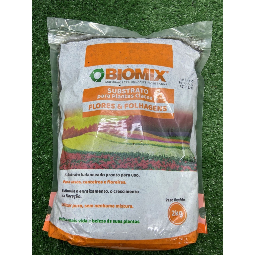 Substrato Flores e Folhagens BIOMIX - Classe A 2kg - Uso Geral Pronto p Uso Terra Composto Plantio